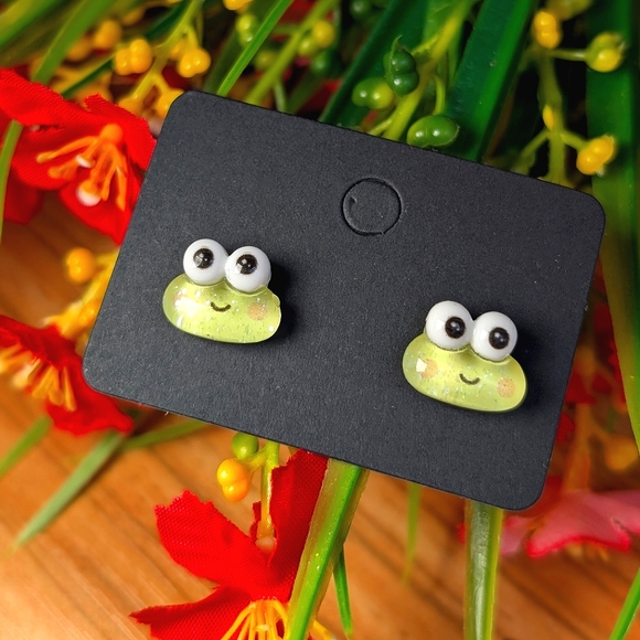 Sanrio Other - Keroppi frog stud earrings acrylic handmade Hello Kitty friends SANRIO jewelry